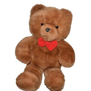 Dakin Honey Jo Brown Teddy Bear Plush Red Bowtie 20 Inch Stuffed Animal 1986 Vtg